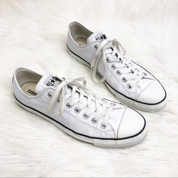 Converse Other - Converse All Stars White Leather Shoes Sz 10